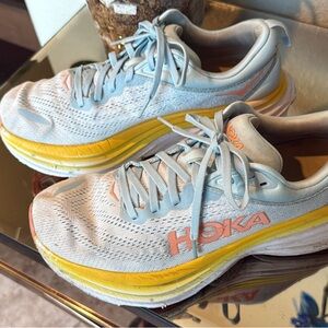 Hoka Women's Athletic Shoes - Light Blue and Yellow size #9,5